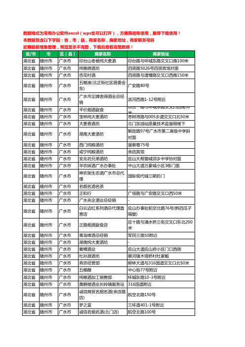 2020新版湖北省随州市广水市烟酒工商企业公司商家名录名单黄页联系电话号码地址大全126家