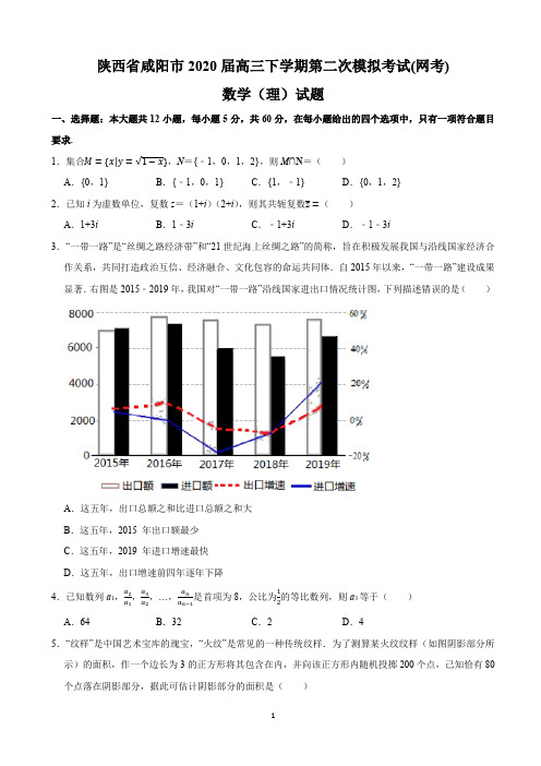 陕西省咸阳市2020届高三下学期第二次模拟考试(网考)数学(理)试题(解析版)