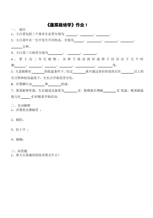 蔬菜栽培学作业1