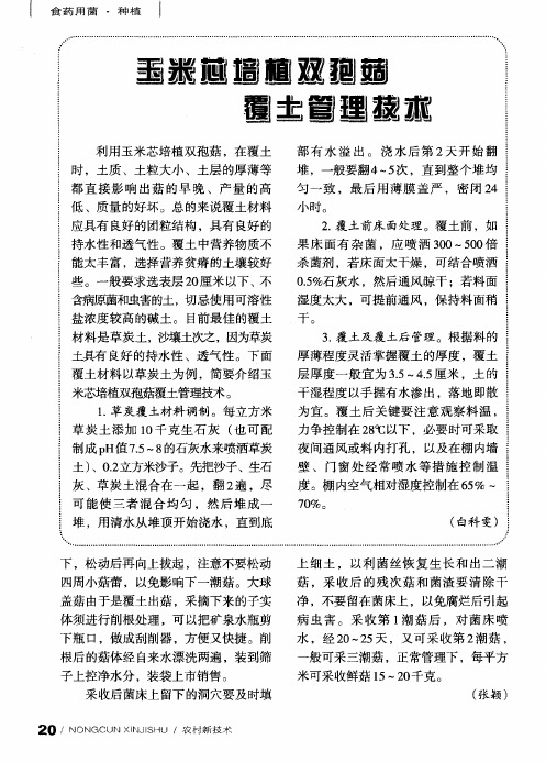 玉米芯培植双孢菇覆土管理技术