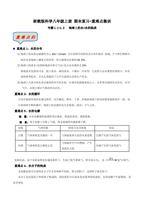 (期末复习-重难点集训)1.1-1.2 地球上的水+水的组成