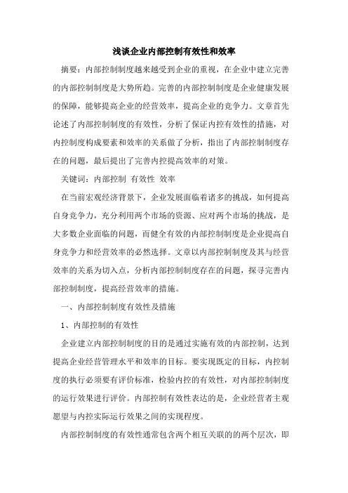 企业内部控制有效性和效率