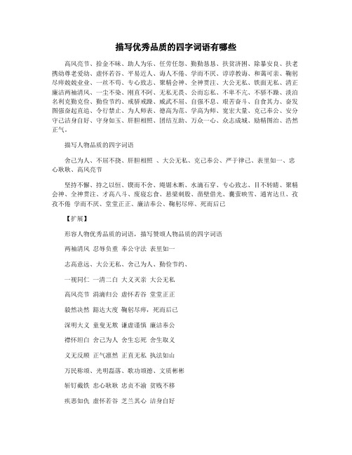 描写优秀品质的四字词语有哪些