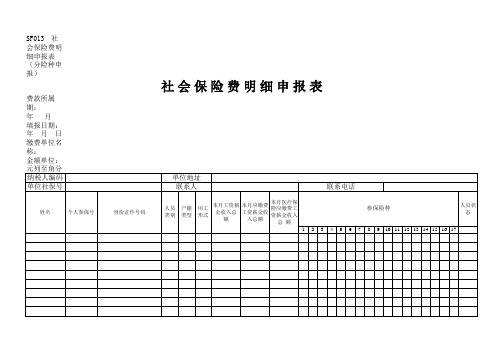 SF013《社会保险费明细申报表》广州