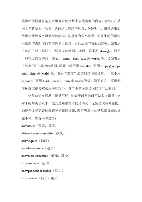 新闻英语标题