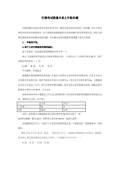 行测技巧：行测数量关系问题之年龄问题