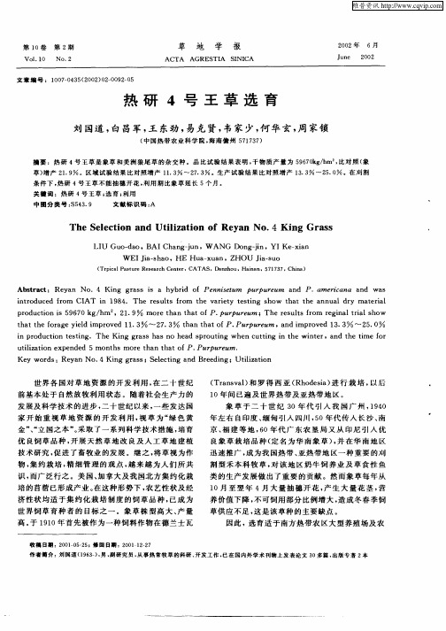 热研4号王草选育