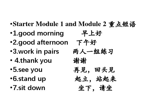外研版七年级上册Module 1-6短语课件
