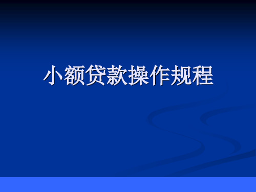 小额贷款操作规程ppt课件