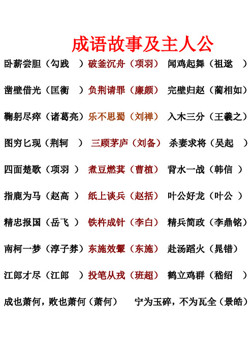 成语故事及主人公