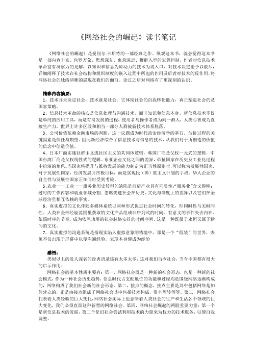 网络社会的崛起 读书笔记