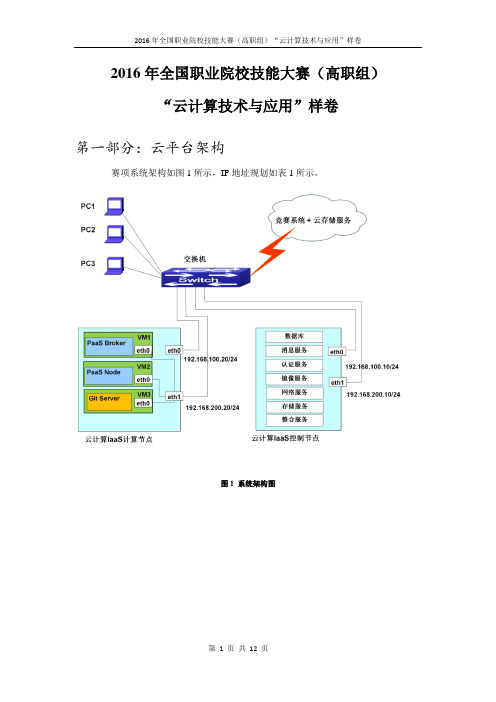 全国高职云计算技术与应用样卷修订版