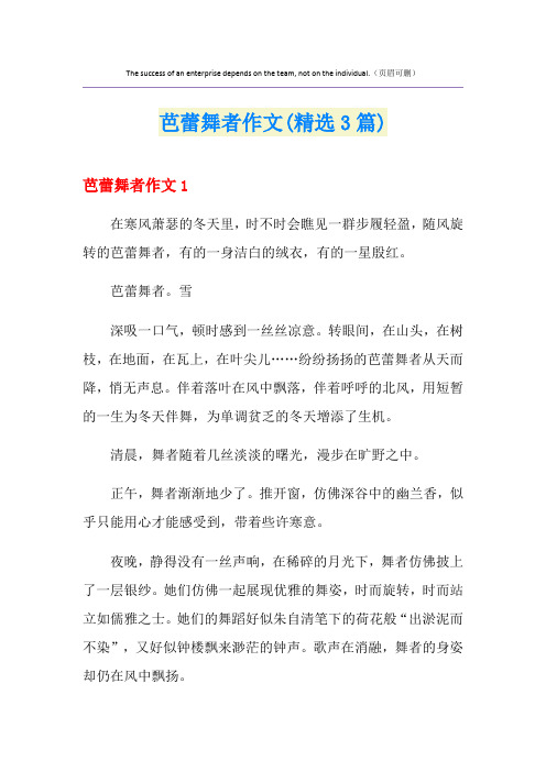 芭蕾舞者作文(精选3篇)