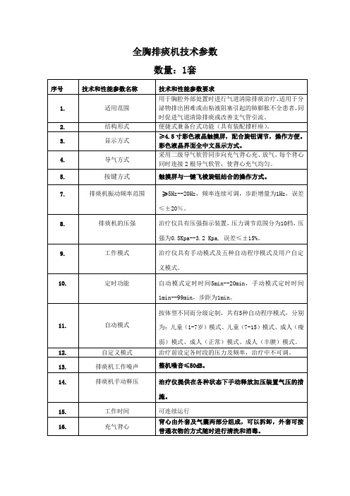 全胸排痰机参数