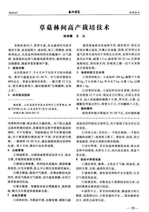 草菇林间高产栽培技术