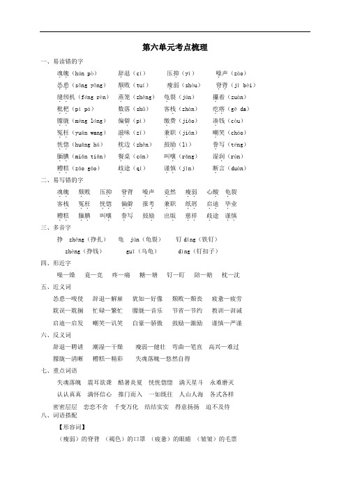 部编五年级上册语文第六单元考点梳理(知识点总结)