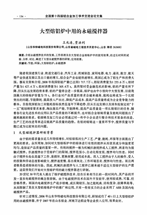 大型熔铝炉中用的永磁搅拌器