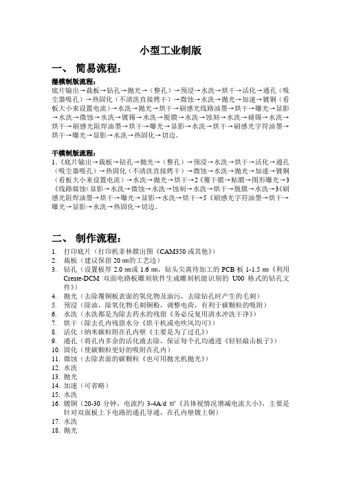 干、湿双面板制版流程