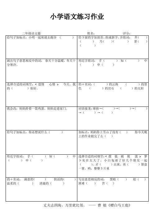 小学二年级语文精题选做VIII (2)