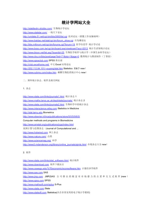 世界最全统计学网站