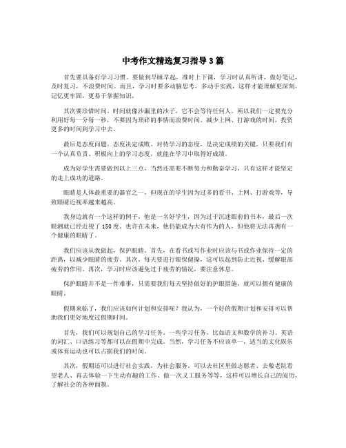 中考作文精选复习指导3篇