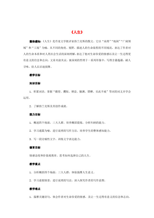 九年级语文下册 12《人生》教案1 新人教版