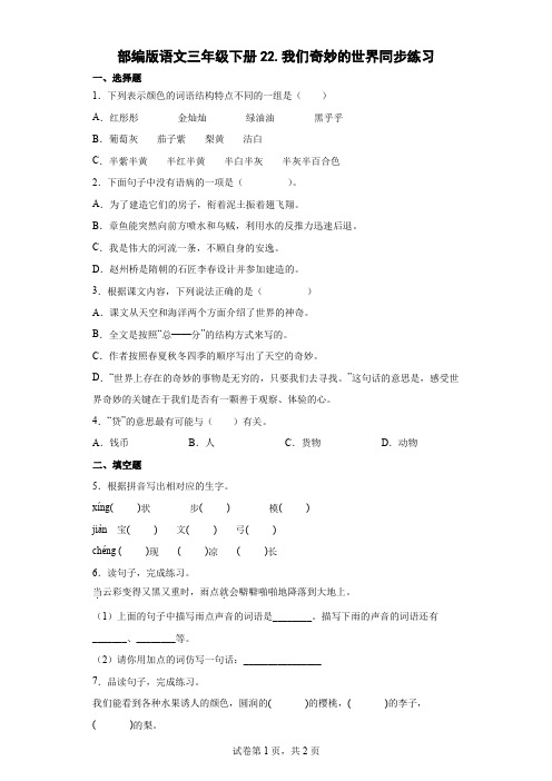 22.我们奇妙的世界同步练习(含答案)