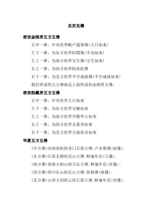 五方五佛