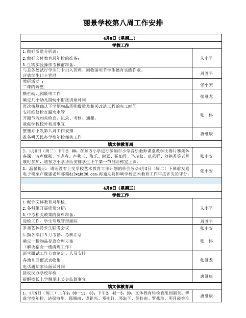 丽景学校13-14下第八周工作安排