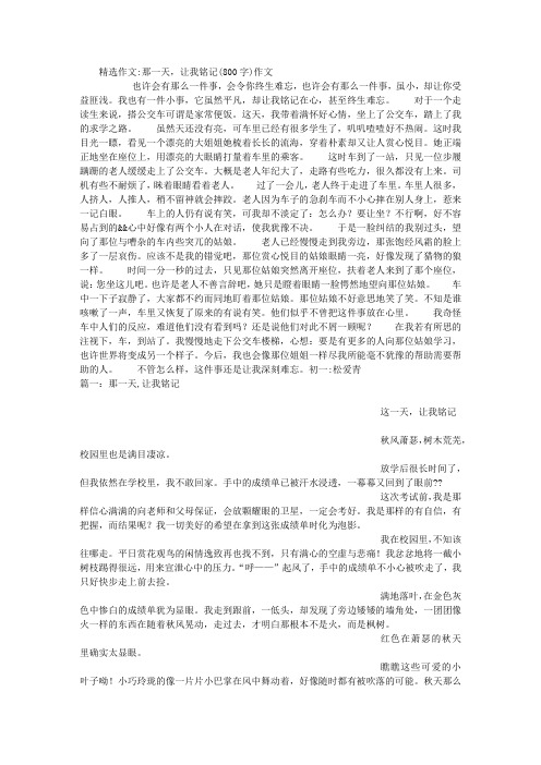 那一天,让我铭记(800字)作文
