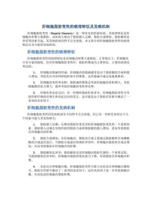 肝细胞脂肪变性的病理特征及发病机制