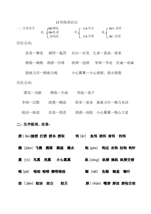 五年级上册语文第13课辅导与练习