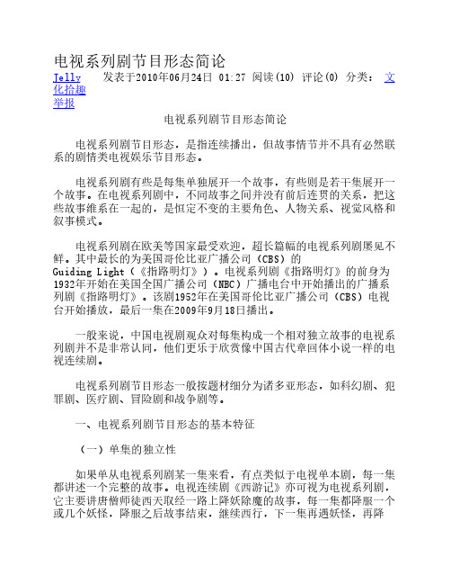 电视系列剧节目形态简论