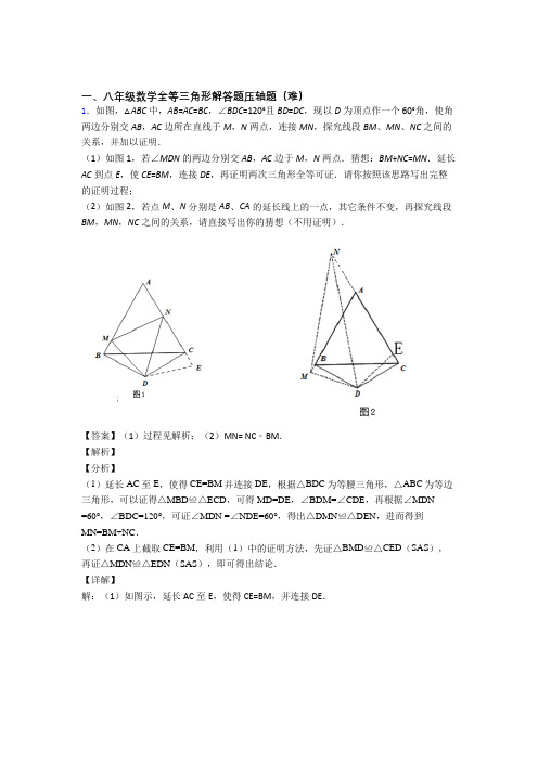 北师大版数学八年级上册 全等三角形中考真题汇编[解析版]