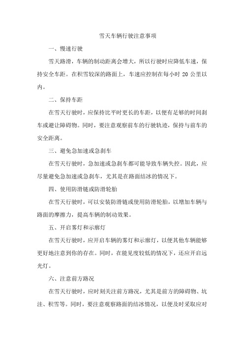 雪天车辆行驶注意事项