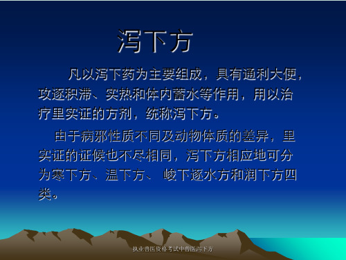 执业兽医资格考试中兽医泻下方