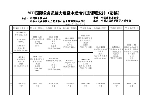 2011国际公务员能力建设中远培训班课表(初稿)