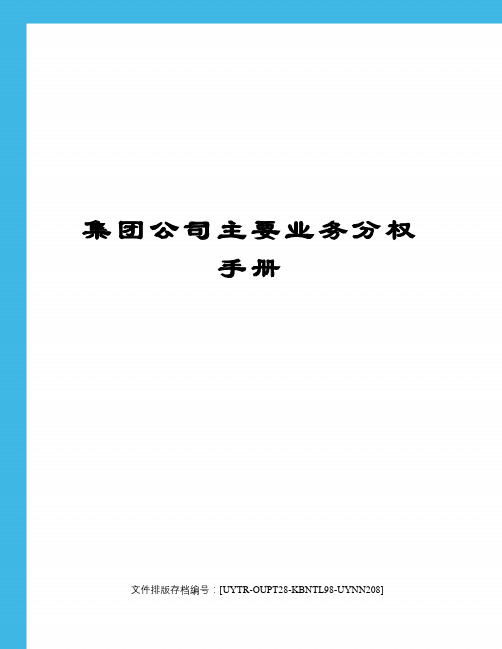 集团公司主要业务分权手册