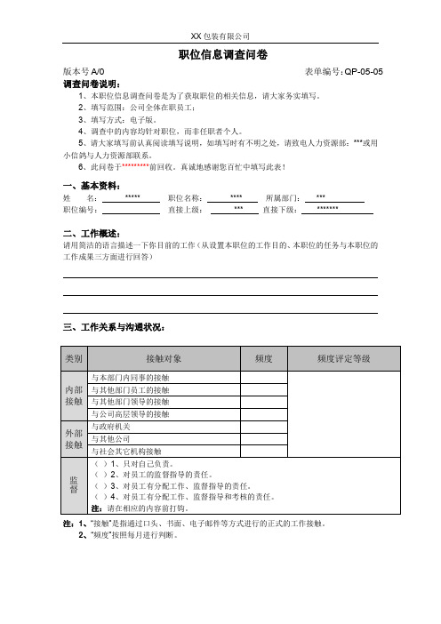 职位信息调查问卷