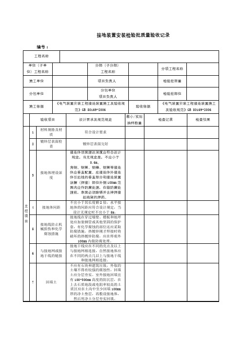 接地装置安装检验批质量验收记录