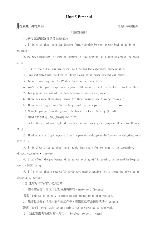 2019届高三英语一轮复习基础必备Unit5Firstaid课时作业新人教版必修5.docx