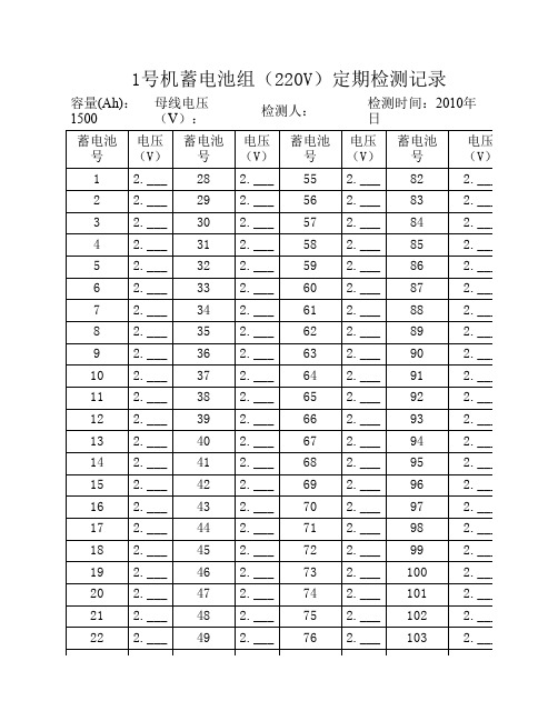 蓄电池组检测记录(模板)