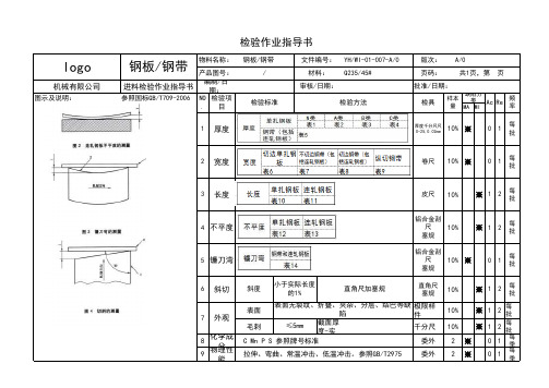 结构型钢 钢板 进料检验指导书