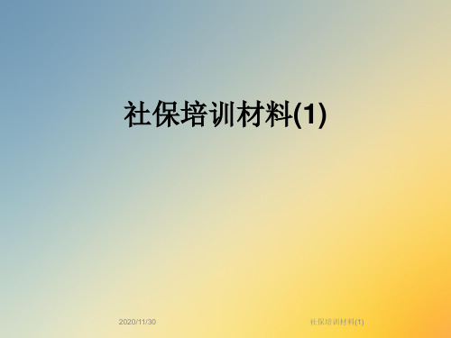 社保培训材料(1)