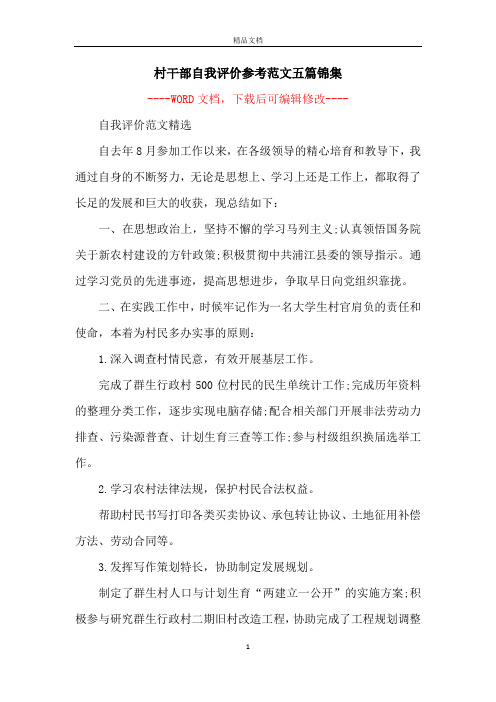 村干部自我评价参考范文五篇锦集