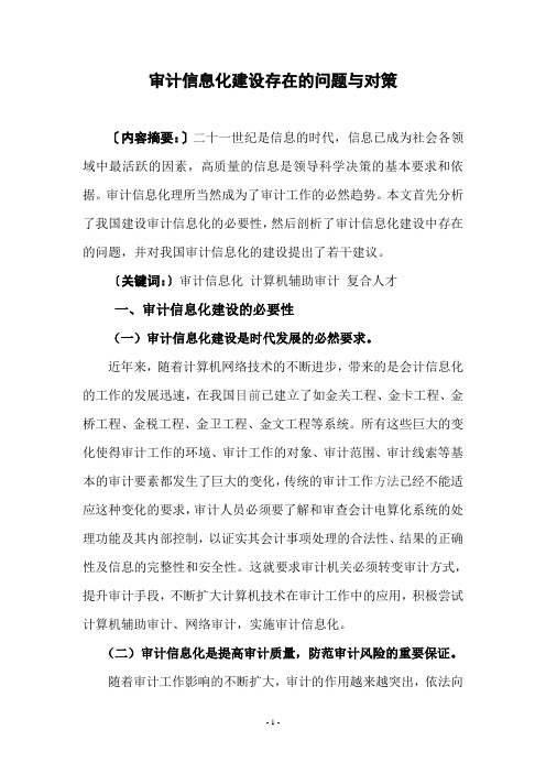 审计信息化建设存在的问题与对策