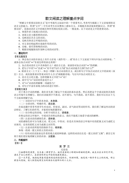 散文阅读之理解重点字词