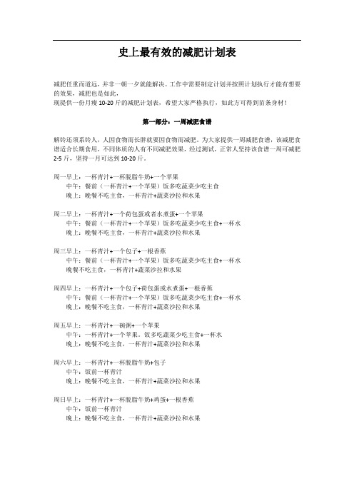 史上最有效的减肥计划表