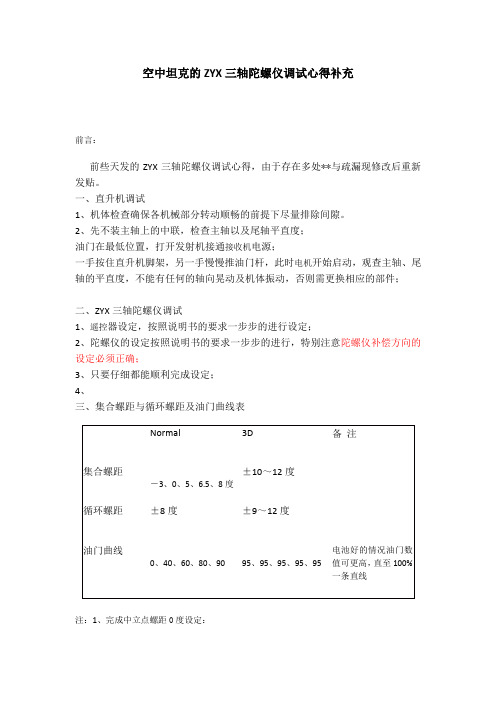空中坦克的ZYX三轴陀螺仪调试心得补充
