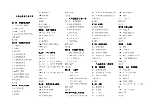 新北师大版初中数学教材目录